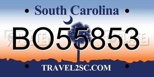 BO55853 South Carolina License Plate