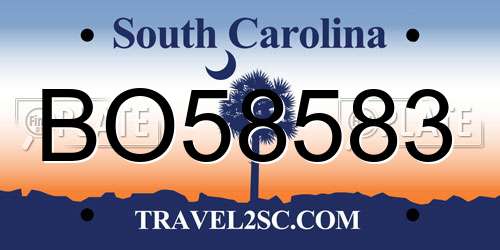 BO58583 South Carolina License Plate