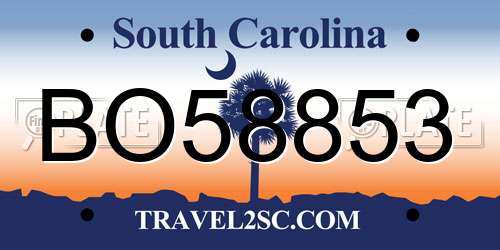 BO58853 South Carolina License Plate
