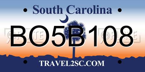 BO5B108 South Carolina License Plate