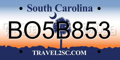 BO5B853 South Carolina License Plate