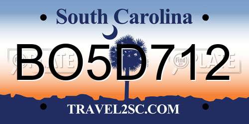 BO5D712 South Carolina License Plate