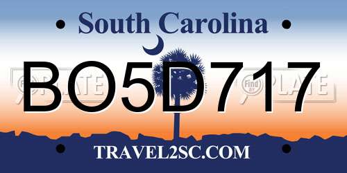 BO5D717 South Carolina License Plate