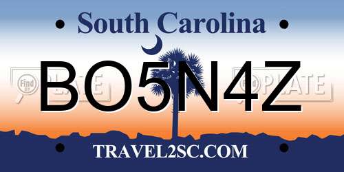 BO5N4Z South Carolina License Plate