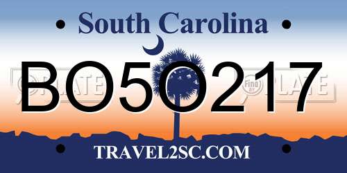 BO5O217 South Carolina License Plate
