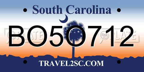 BO5O712 South Carolina License Plate