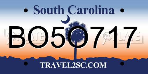BO5O717 South Carolina License Plate