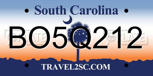 BO5Q212 South Carolina License Plate