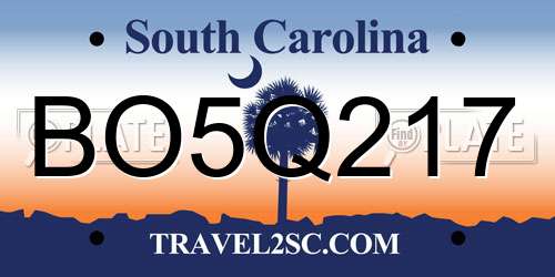 BO5Q217 South Carolina License Plate