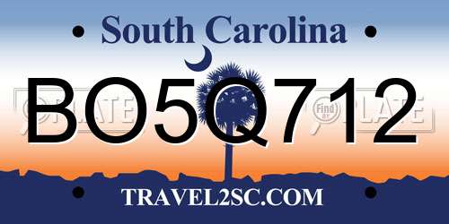 BO5Q712 South Carolina License Plate