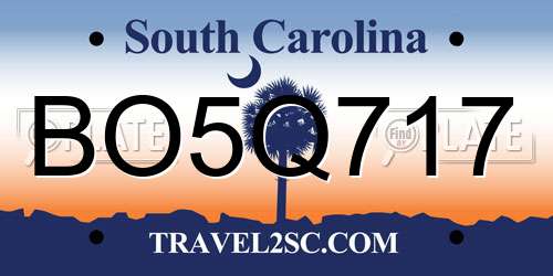 BO5Q717 South Carolina License Plate