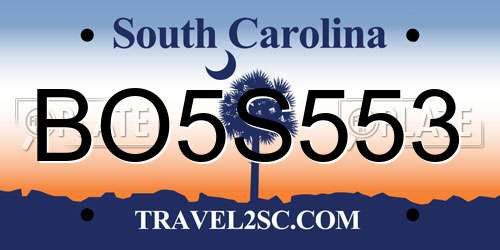 BO5S553 South Carolina License Plate