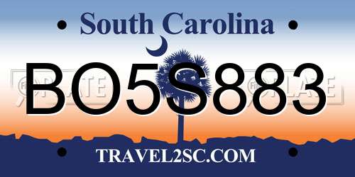 BO5S883 South Carolina License Plate