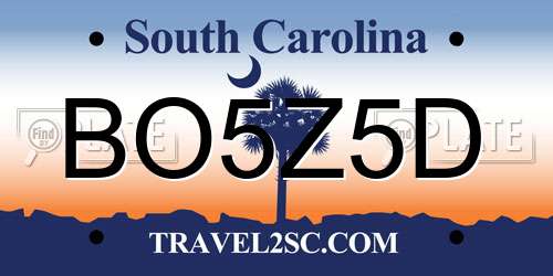 BO5Z5D South Carolina License Plate