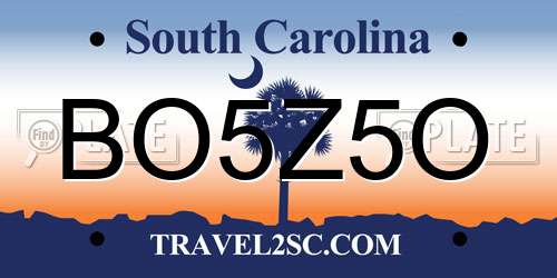 BO5Z5O South Carolina License Plate
