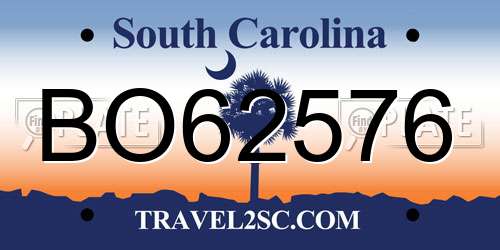 BO62576 South Carolina License Plate