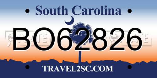 BO62826 South Carolina License Plate