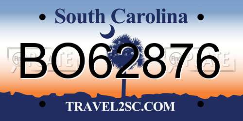 BO62876 South Carolina License Plate