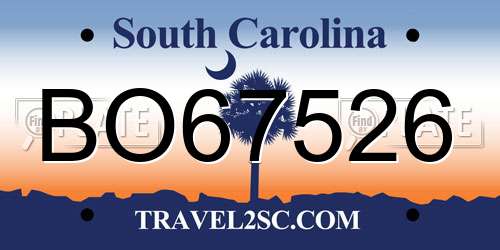 BO67526 South Carolina License Plate