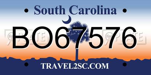 BO67576 South Carolina License Plate