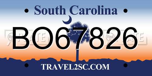 BO67826 South Carolina License Plate