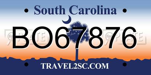 BO67876 South Carolina License Plate