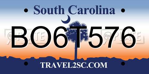 BO6T576 South Carolina License Plate