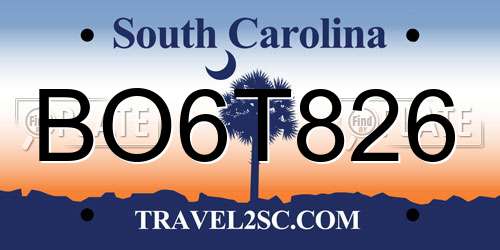 BO6T826 South Carolina License Plate