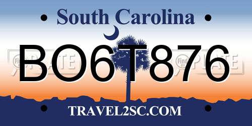 BO6T876 South Carolina License Plate