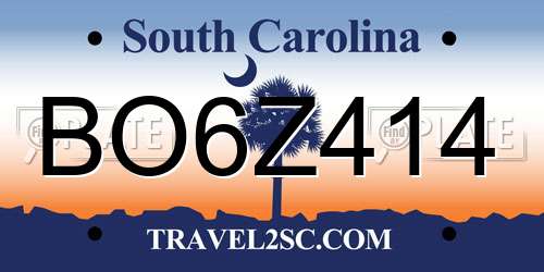 BO6Z414 South Carolina License Plate