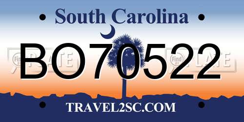 BO70522 South Carolina License Plate