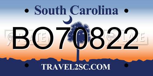 BO70822 South Carolina License Plate