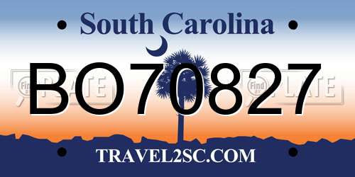 BO70827 South Carolina License Plate