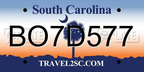 BO7D577 South Carolina License Plate