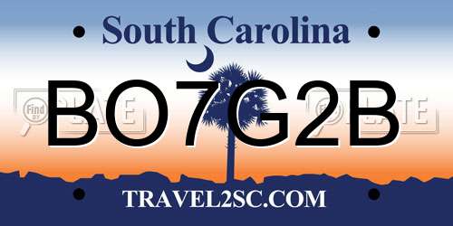 BO7G2B South Carolina License Plate