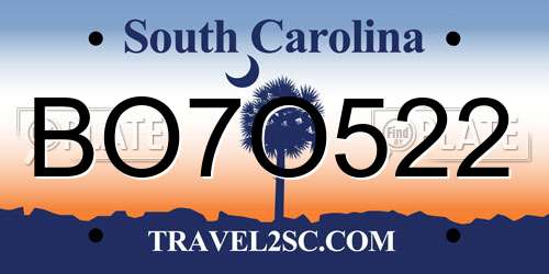 BO7O522 South Carolina License Plate