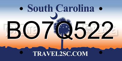 BO7Q522 South Carolina License Plate