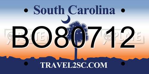 BO80712 South Carolina License Plate