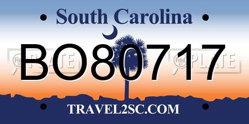 BO80717 South Carolina License Plate