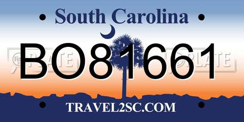 BO81661 South Carolina License Plate