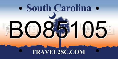 BO85105 South Carolina License Plate
