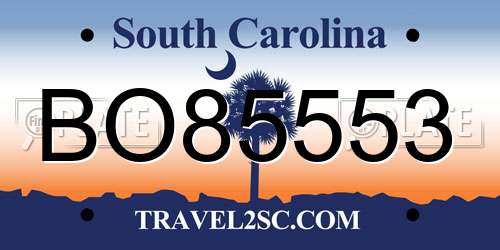 BO85553 South Carolina License Plate