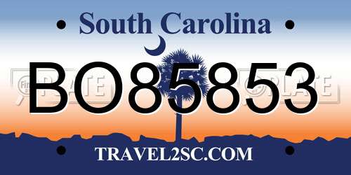 BO85853 South Carolina License Plate