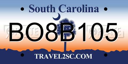 BO8B105 South Carolina License Plate