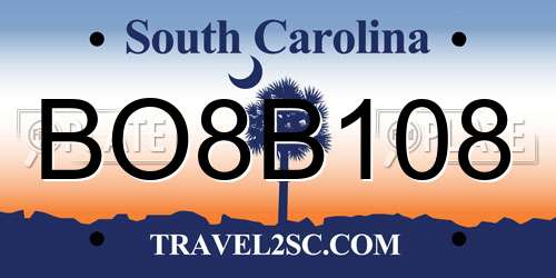 BO8B108 South Carolina License Plate