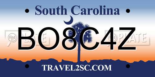 BO8C4Z South Carolina License Plate