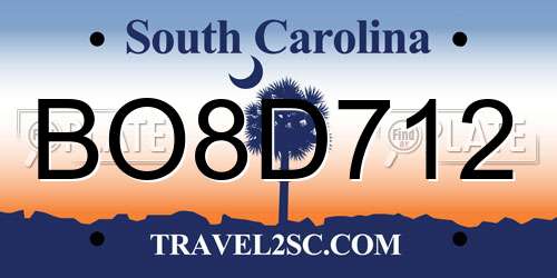 BO8D712 South Carolina License Plate