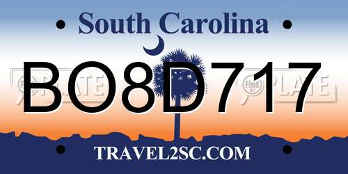 BO8D717 South Carolina License Plate