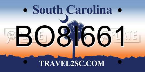 BO8I661 South Carolina License Plate