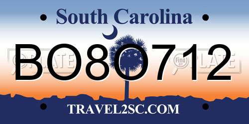 BO8O712 South Carolina License Plate